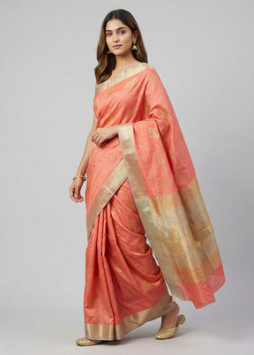 Pink Kanjivaram Silk Saree With Blouse Piece