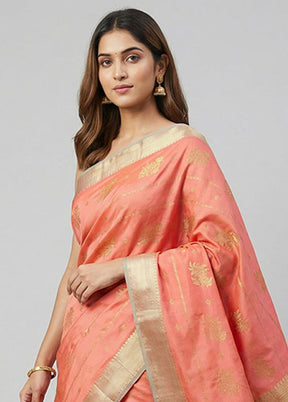Pink Kanjivaram Silk Saree With Blouse Piece