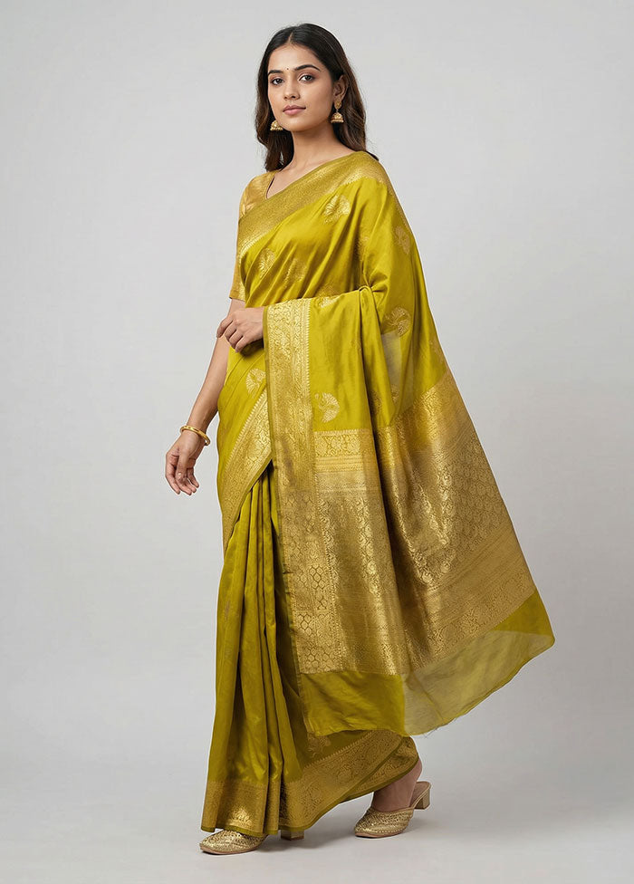 Yellow Kanjivaram Silk Saree With Blouse Piece