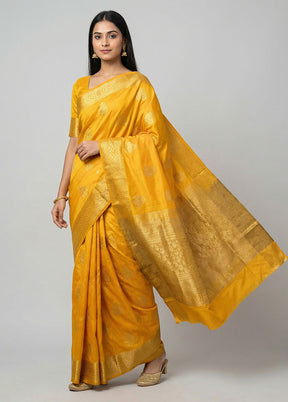 Yellow Kanjivaram Silk Saree With Blouse Piece