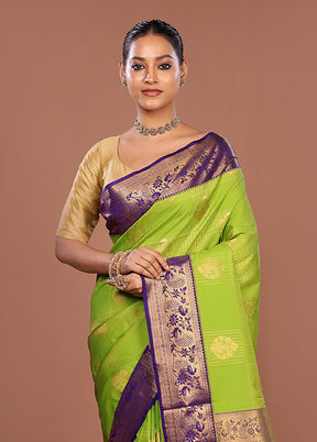Green Kanjivaram Silk Saree With Blouse Piece