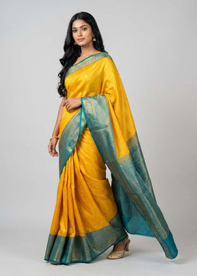 Yellow Kanjivaram Silk Saree With Blouse Piece