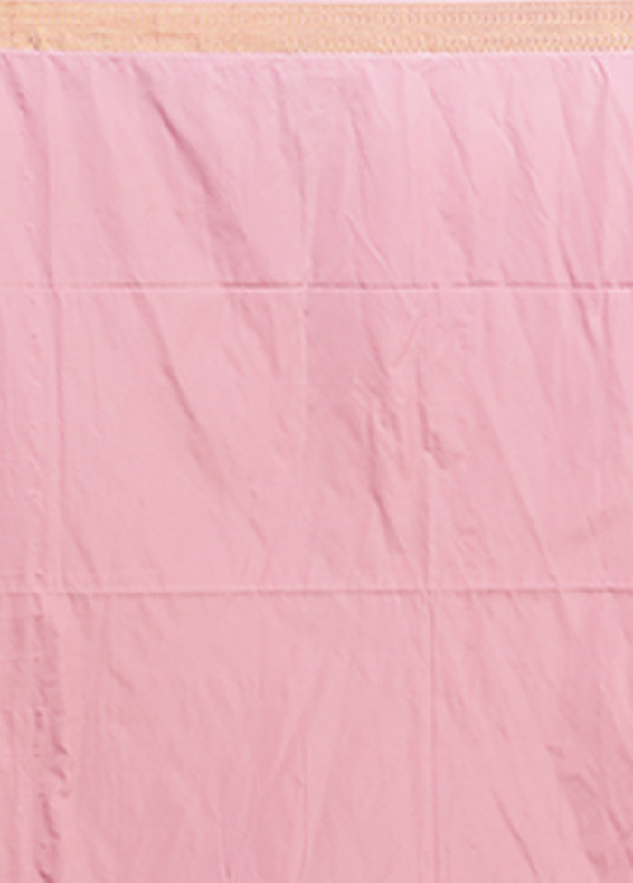 Pink Kanjivaram Silk Saree With Blouse Piece