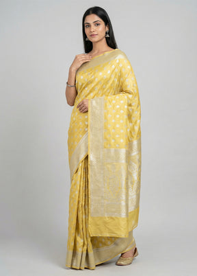 Yellow Dupion Silk Saree With Blouse Piece