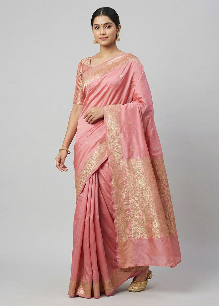 Cream Banarasi Silk Saree With Blouse Piece