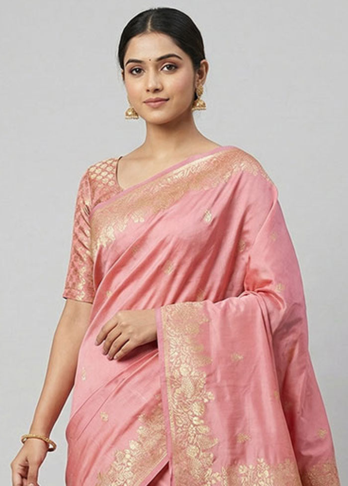 Cream Banarasi Silk Saree With Blouse Piece