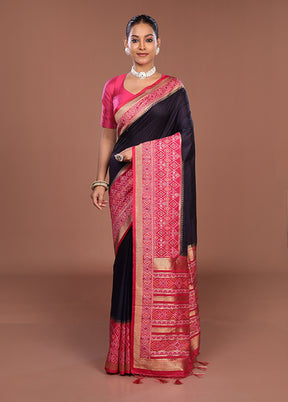 Blue Dupion Silk Saree With Blouse Piece