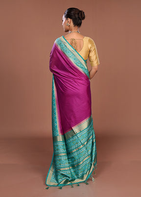 Purple Dupion Silk Saree With Blouse Piece