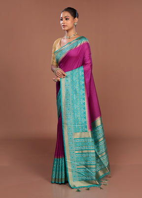 Purple Dupion Silk Saree With Blouse Piece
