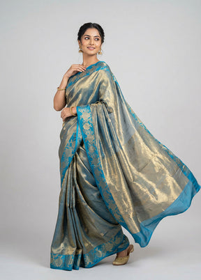 Green Handloom Tissue Pure Silk Saree With Blouse Piece