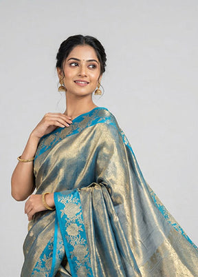 Green Handloom Tissue Pure Silk Saree With Blouse Piece
