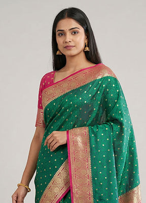 Blue Tanchoi Silk Saree With Blouse Piece