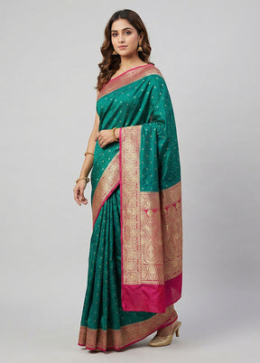 Blue Tanchoi Silk Saree With Blouse Piece