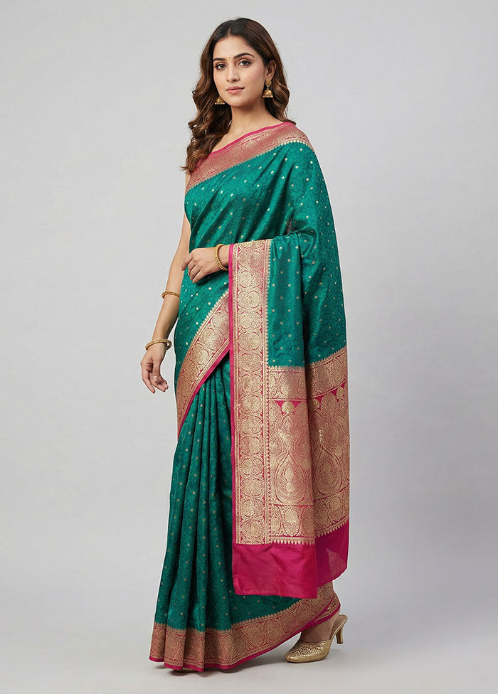 Blue Tanchoi Silk Saree With Blouse Piece