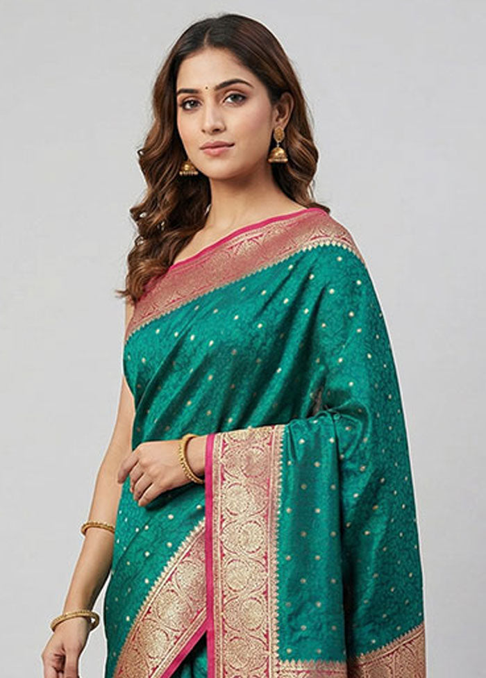 Blue Tanchoi Silk Saree With Blouse Piece