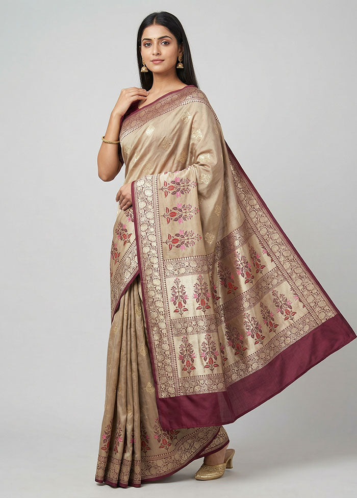 Yellow Tanchoi Silk Saree With Blouse Piece