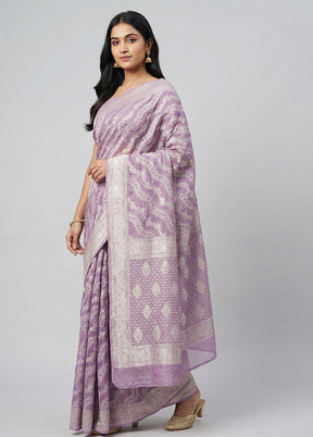Purple Georgette Saree With Blouse Piece