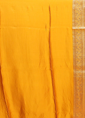 Yellow Dupion Silk Saree With Blouse Piece