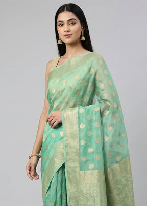 Blue Dupion Silk Saree With Blouse Piece