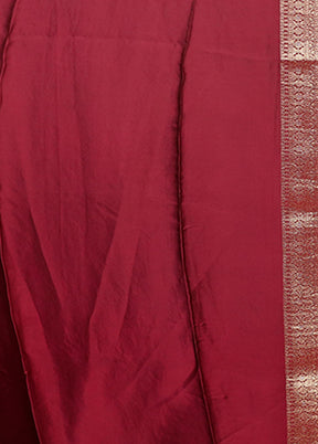 Maroon Dupion Silk Saree With Blouse Piece