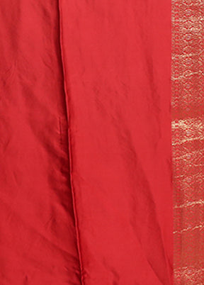 Red Dupion Silk Saree With Blouse Piece