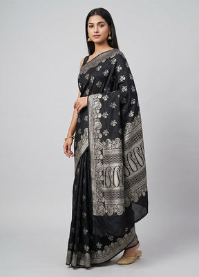 Black Uppada Silk Saree With Blouse Piece