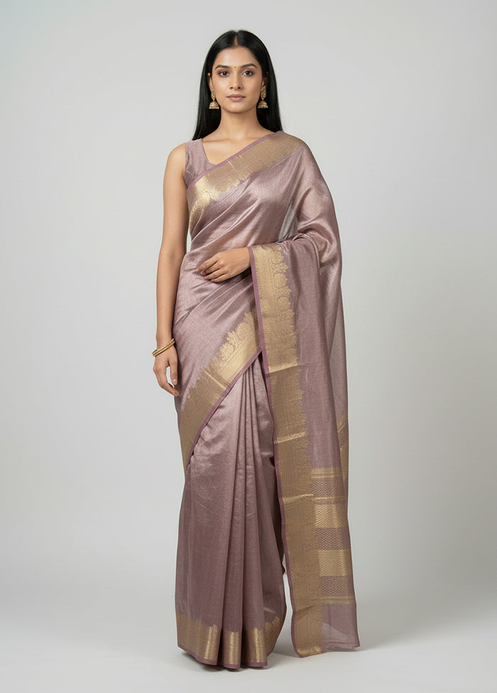 Pink Handloom Tissue Pure Silk Saree With Blouse Piece