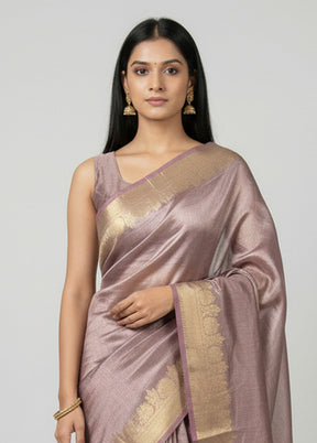 Pink Handloom Tissue Pure Silk Saree With Blouse Piece