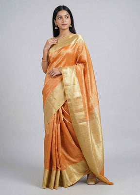 Yellow Dupion Silk Saree With Blouse Piece