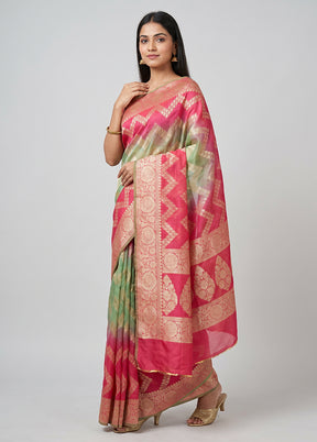 Yellow Handloom Pure Georgette Saree With Blouse Piece