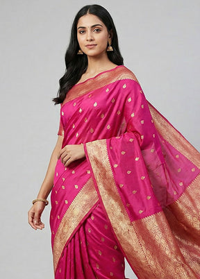 Pink Handloom Katan Pure Silk Saree With Blouse Piece