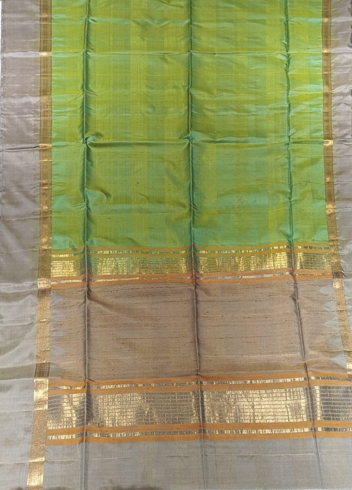 Green Handloom Kanchipuram Pure Silk Saree With Blouse Piece