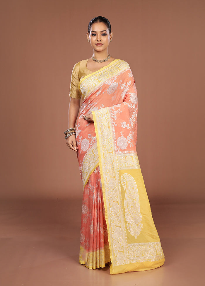 Pink Handloom Pure Georgette Saree With Blouse Piece