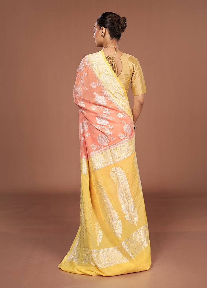 Pink Handloom Pure Georgette Saree With Blouse Piece