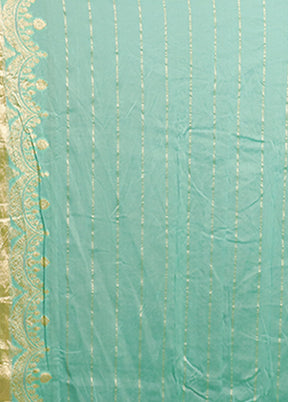 Green Handloom Pure Georgette Saree With Blouse Piece