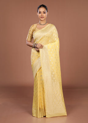 Yellow Handloom Pure Georgette Saree With Blouse Piece