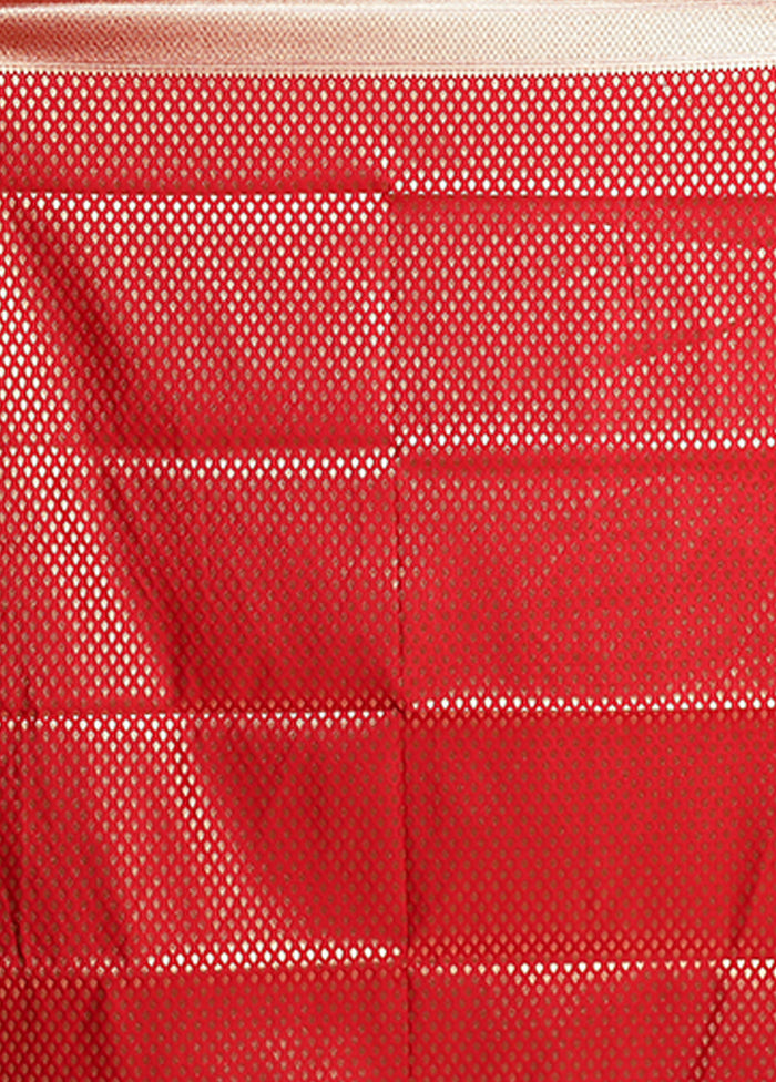 Red Banarasi Silk Saree With Blouse Piece