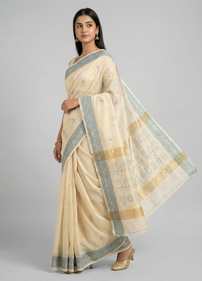 Yellow Cotton Saree With Blouse Piece