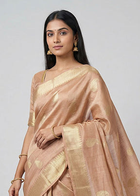 Pink Tissue Silk Saree With Blouse Piece