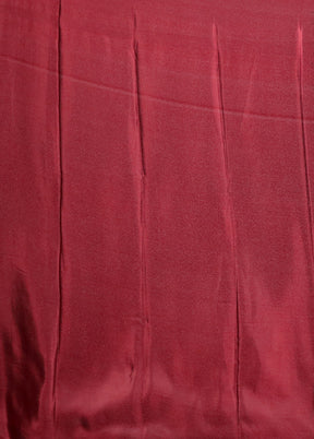 Maroon Printed Silk Saree With Blouse Piece