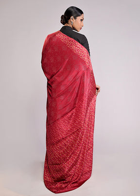 Red Printed Silk Saree With Blouse Piece