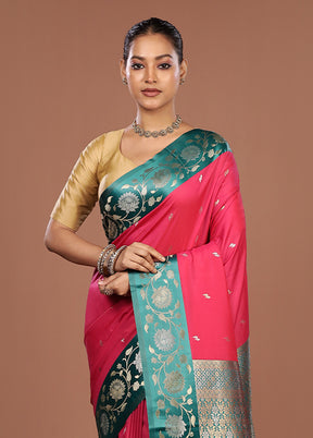 Pink Dupion Silk Saree With Blouse Piece