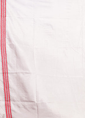 White Kantha Stitch Silk Saree With Blouse Piece