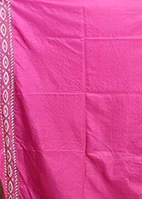 Pink Kantha Stitch Silk Saree With Blouse Piece