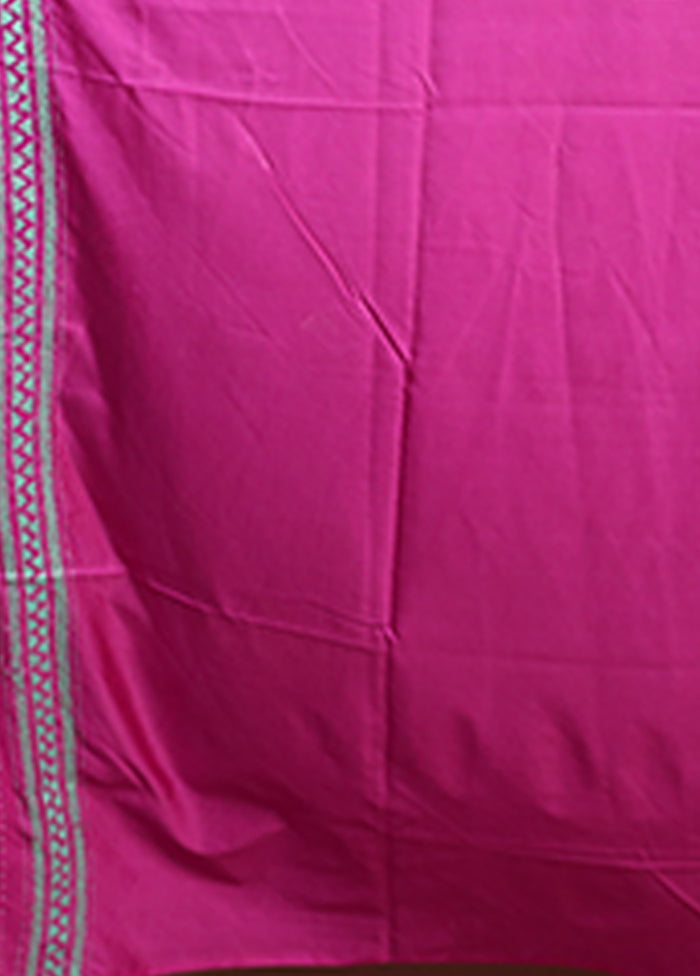 Pink Kantha Stitch Silk Saree With Blouse Piece