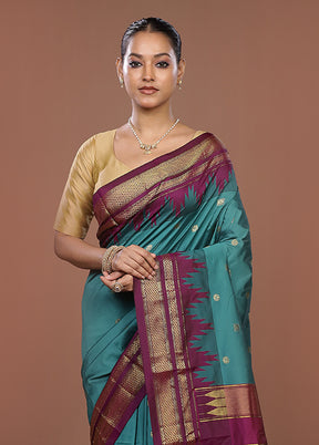 Green Kanjivaram Silk Saree With Blouse Piece