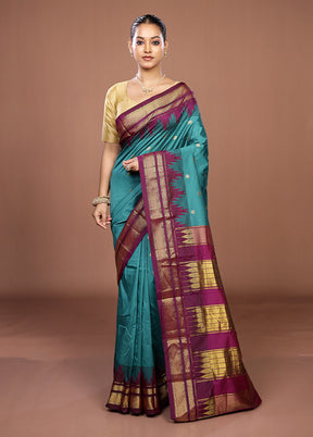 Green Kanjivaram Silk Saree With Blouse Piece
