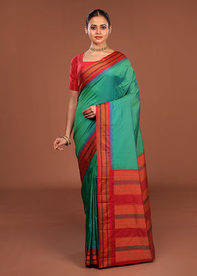 Green Kanjivaram Silk Saree With Blouse Piece