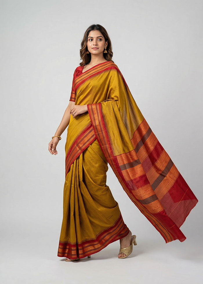 Yellow Kanjivaram Silk Saree With Blouse Piece