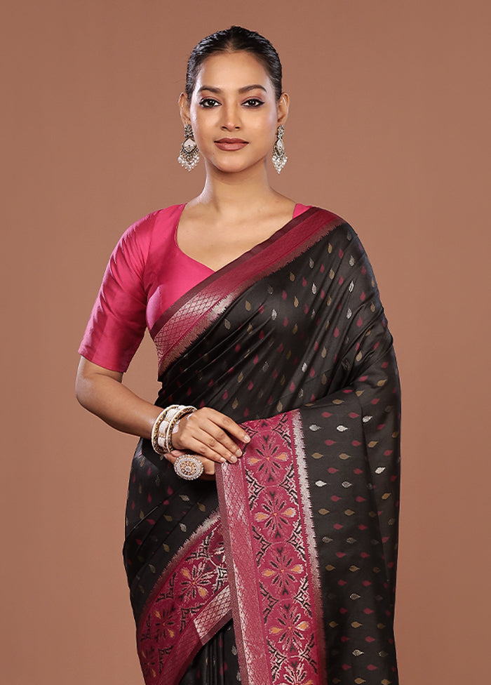 Black Dupion Silk Saree With Blouse Piece